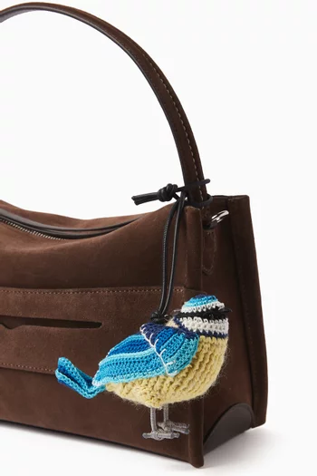 حلية حقيبة بتصميم طائر كروشيه منسوج يدويًا