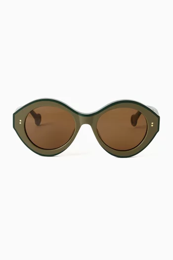 Round Contrast Sunglasses in Acetate