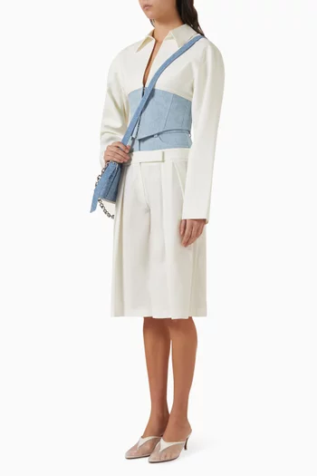 شورت برمودا بحزام خصر مزدوج