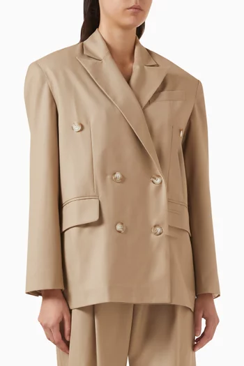 جاكيت بصفي أزرار مزيج صوف