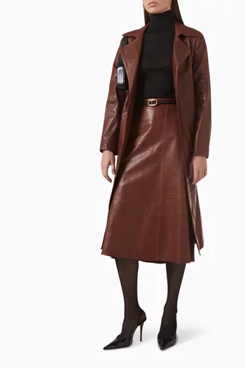 Vanyenne Midi Skirt in Leather