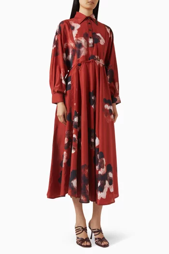Printed Kaftan-style Dress in Silk