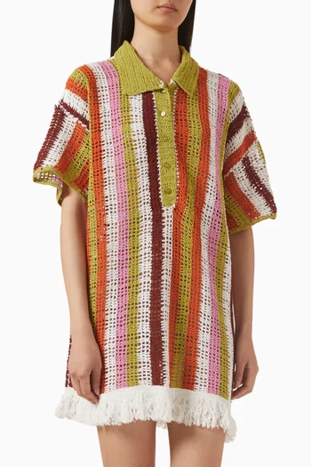 فستان ماغي قصير قطن وكروشيه