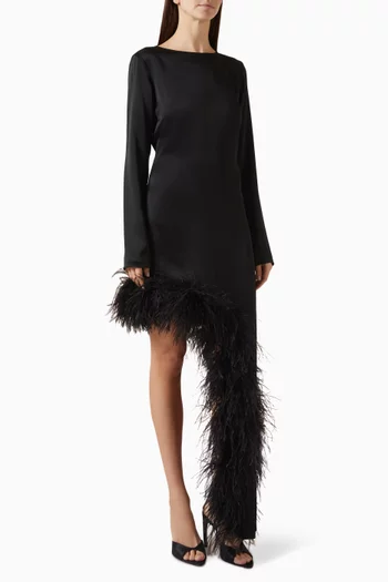 Asymmetrical Midi Dress in Satin