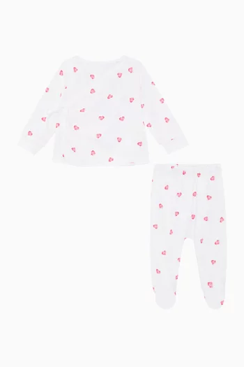 طقم بتصميم ملفوف ونقشة قلب قطن وبامبو، قطعتان