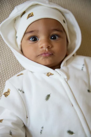 أوفرول بنقشة دب بني قطن وبامبو