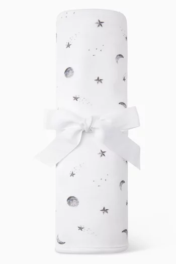 بطانية للأطفال الرضع بنقشة نجوم وقمر قطن وبامبو