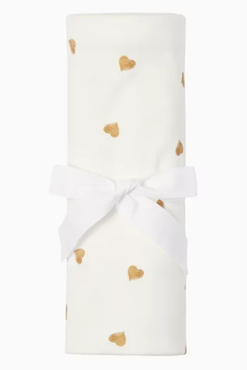 بطانية للأطفال الرضع بنقشة قلب قطن وبامبو