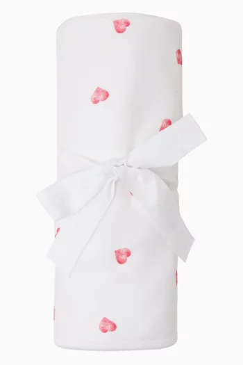 بطانية للأطفال الرضع بنقشة قلب قطن وبامبو