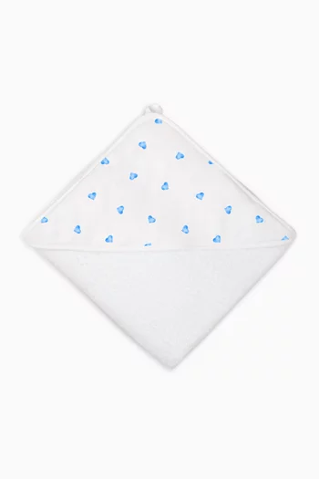 منشفة بغطاء رأس بحجم كبير بنقشة قلب قطن وبامبو 