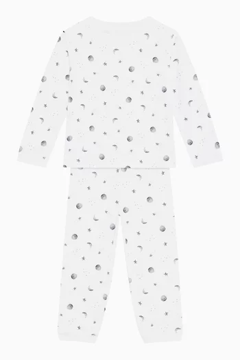 طقم بيجاما بنقشة نجوم وقمر قطن وبامبو