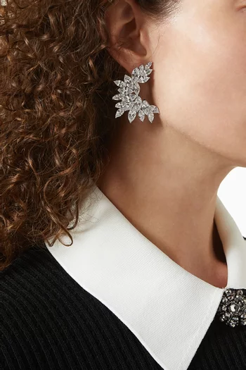 أقراط بتصميم محيط بالأذن مرصعة بالكريستال نحاس مطلي بلون فضي