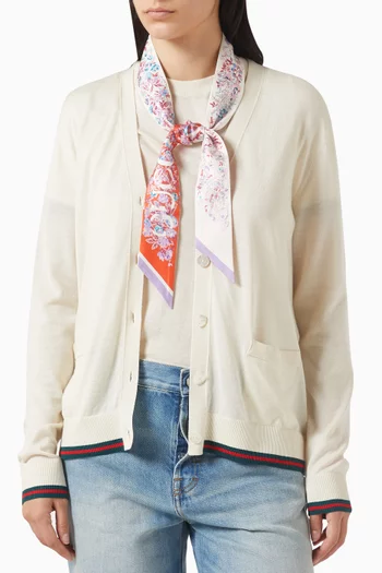 Floral-print Ribbon in Silk Twill