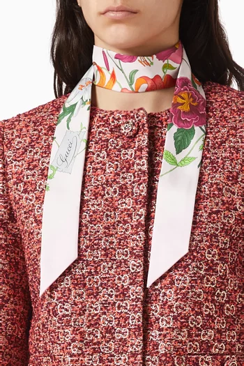 Floral-print Ribbon in Silk Twill