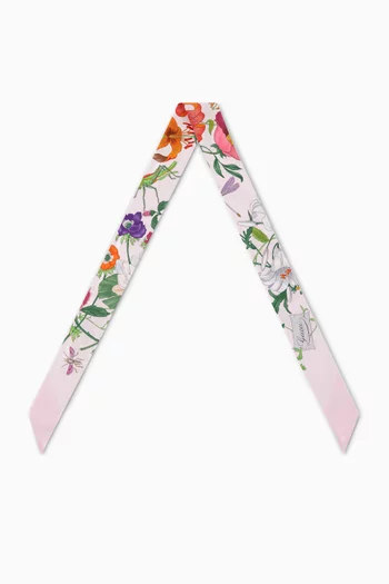 Floral-print Ribbon in Silk Twill