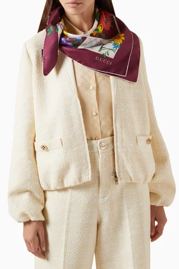 Floral-print Square Scarf in Silk-twill