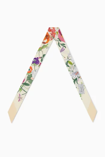 Floral-print Ribbon in Silk Twill