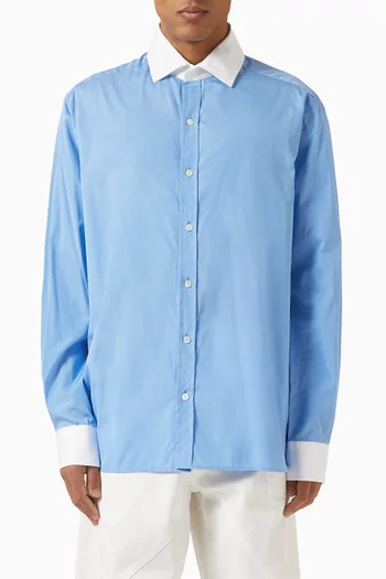 Contrast Collar Dress Shirt in Cotton