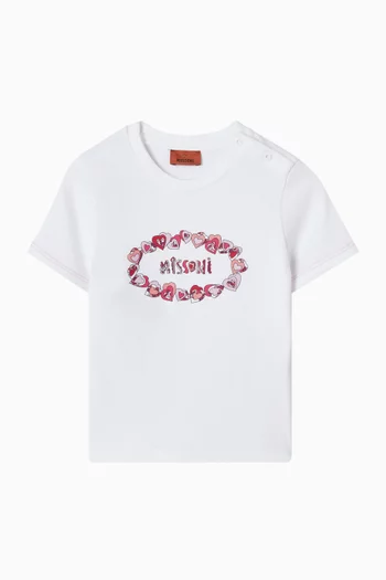 تي شيرت بطبعة شعار الماركة قطن