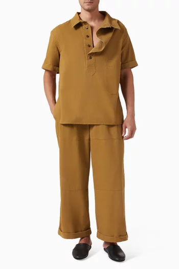 قميص بصف أزرار غير متماثل قطن دريل