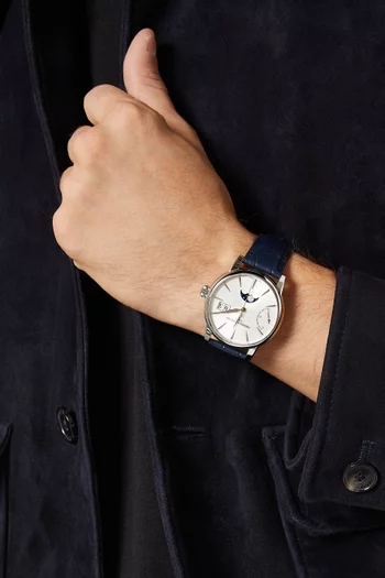 ساعة كلاسيك بمؤشر احتياطي الطاقة ونافذة تاريخ كبيرة، 40 مم