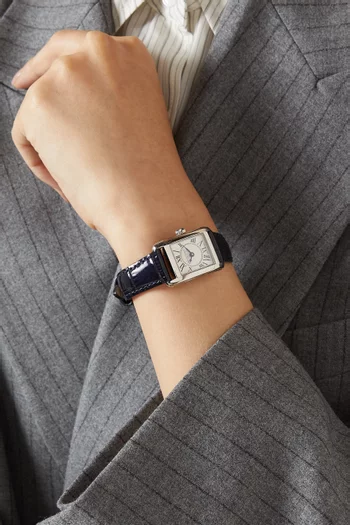 Carrée Leather Quartz Watch, 23 x 21mm