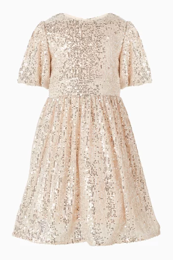 Puff Sleeves Flared Dress