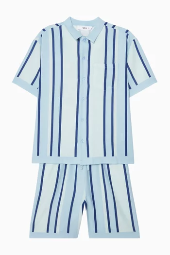 Striped Polo Shirt & Shorts Set