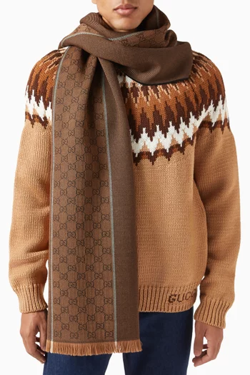 GG Jacquard Scarf in Wool