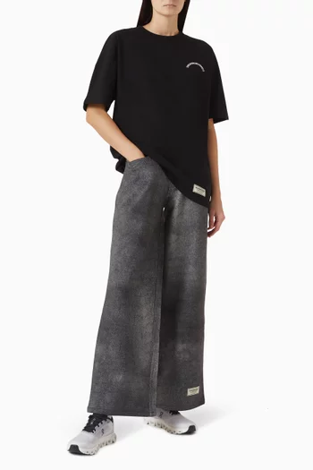 Oversized Curved-print T-shirt in Cotton-jersey