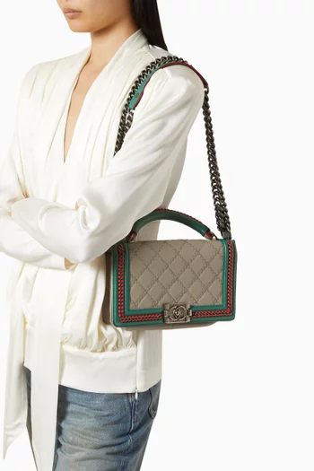 حقيبة أولد بوي متوسطة بيد علوية وغطاء قلاب جلد من مجموعة باريس-سالزبورغ