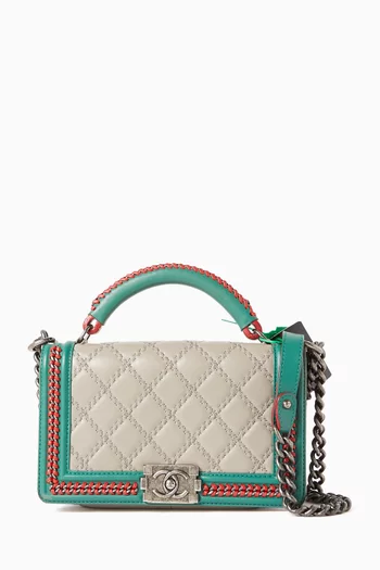 حقيبة أولد بوي متوسطة بيد علوية وغطاء قلاب جلد من مجموعة باريس-سالزبورغ