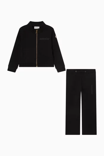 Logo Zip-up Sweatsuit Set in Cotton-fleece