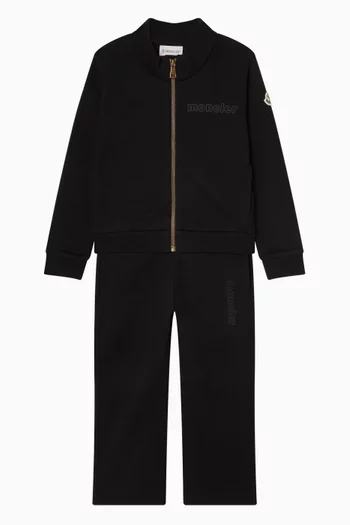 Logo Zip-up Sweatsuit Set in Cotton-fleece