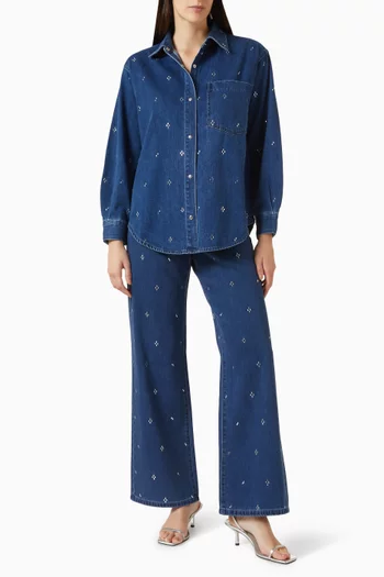 Rhinestone-embellished Shirt in Denim