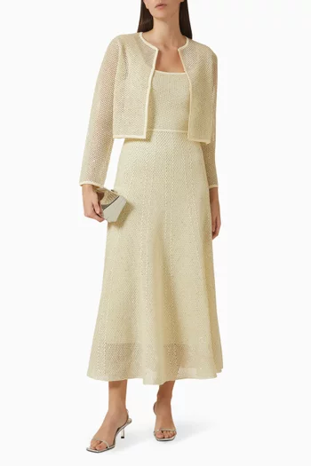 Sequin-embellished Cropped Cardigan in Knit