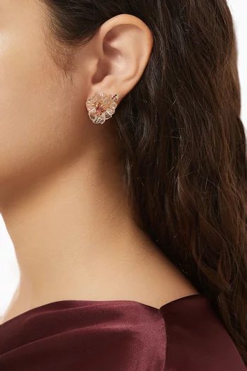 أقراط بيتونيا مرصعة بحجر بلون التوت الأزرق ومطلية بالذهب عيار 18