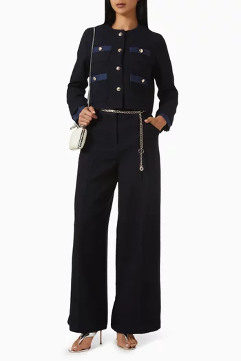 بنطال باديري بقصة ساق واسعة تويد