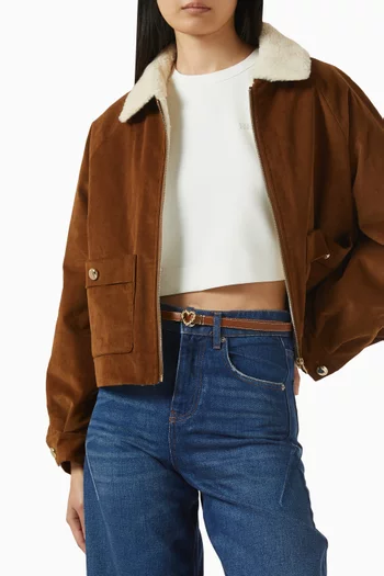 حزام رفيع بحلية على شكل قلب جلد