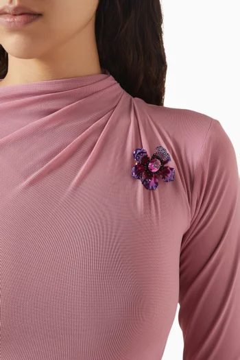 بروش بيجونيا بتصميم زهرة خشخاش مطلي بالذهب عيار 18