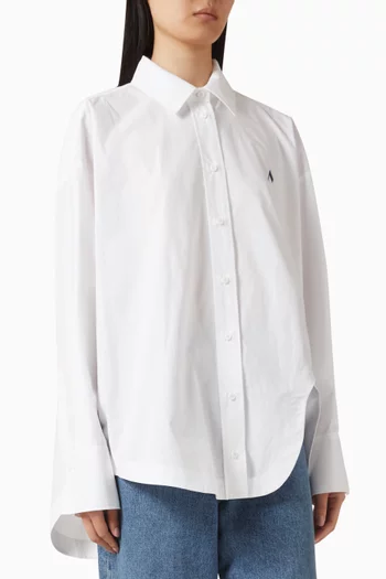 قميص مطرز بشعار الماركة قطن