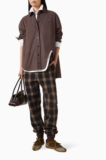 بنطال بنقشة مربعات قطن