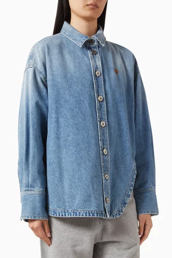 قميص بحافة مقوسة دينم