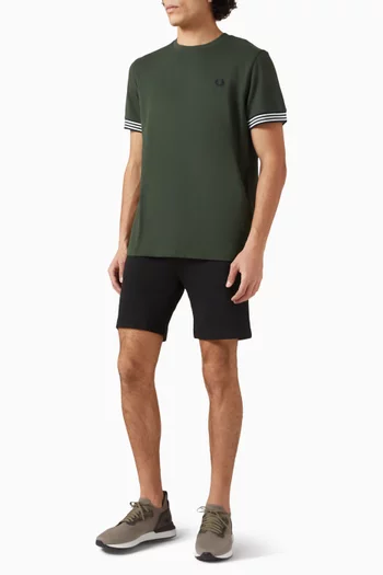 Striped Cuff T-shirt in Cotton Pique