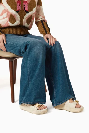 صندل ناما بكعب ويدج وإبزيم جلد