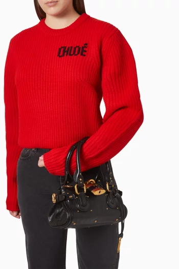 حقيبة كتف بادينغتون صغيرة جلد جاموس بارز الملمس