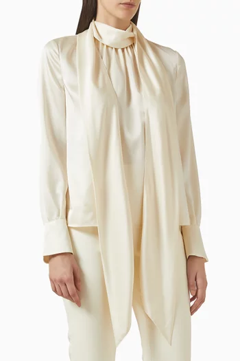 Veronica Bow Blouse in Satin