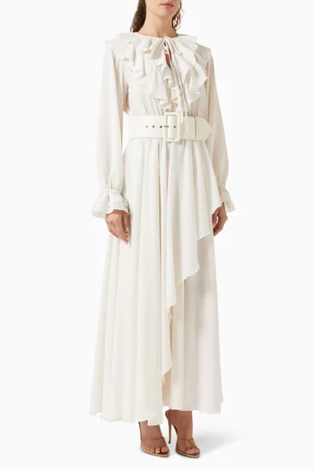 فستان بيترا متوسط الطول بكشكش