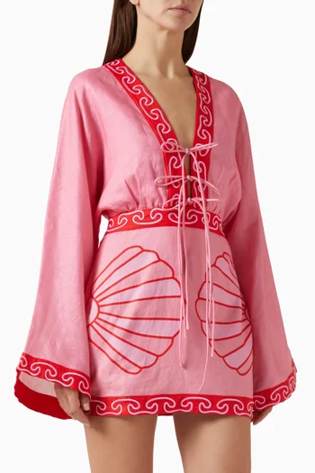 فستان كونشا قصير مزيج كتان