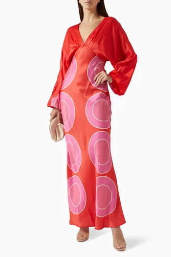 فستان كونشا طويل مزيج كتان